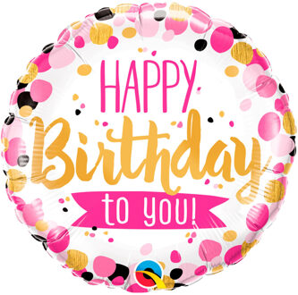 Folieballon Happy Birthday To You! 45 Cm Wit/roze/geel Multikleur