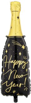 Folieballon Happy New Year Champagne Fles (27x88cm) Multikleur - Print