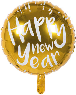 Folieballon Happy New Year Goud/Wit (45cm) Goud - Brons