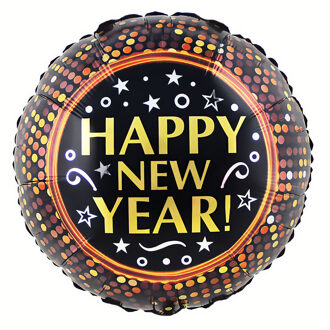 Folieballon Happy New Year Stippen (45cm) Multikleur - Print