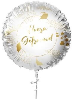 Folieballon 'Hoera getrouwd' Gouden Prints (45cm) Multikleur - Print