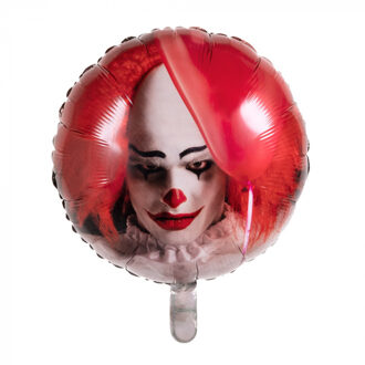 Folieballon Horror Clown 45 Cm Rood/wit