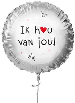 Folieballon "Ik hou van jou" Ø45cm zilver