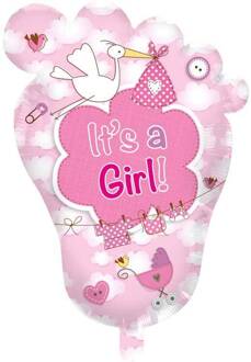 Folieballon - It's a girl - Voet - 46x70cm - Zonder vulling