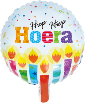 Folieballon Kaarsen Hiep Hiep Hoera (45cm) Multikleur - Print