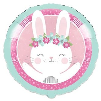 Folieballon Konijn Roze (46cm) Roze, Multikleur - Print
