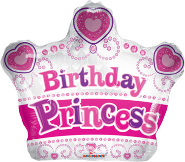 Folieballon Kroon 'Birthday Princess' (45cm) Multikleur - Print