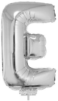 Folieballon letter E - 41 cm - zilver - feestdecoratie - versiering