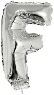 Folieballon letter F - 41 cm - zilver - feestdecoratie - versiering