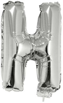 Folieballon letter H - 41 cm - zilver - feestdecoratie - versiering