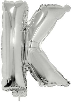 Folieballon letter K - 41 cm - zilver - feestdecoratie - versiering