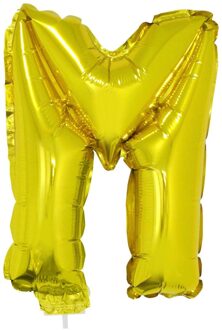 Folieballon Letter 'M' Goud Met Stokje Goud - Brons