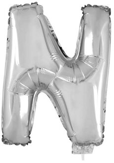 Folieballon letter N - 41 cm - zilver - feestdecoratie - versiering