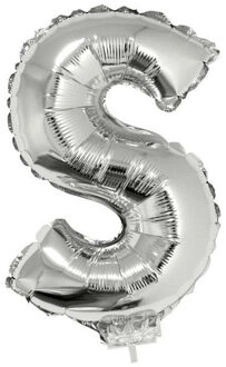 Folieballon letter S - 41 cm - zilver - feestdecoratie - versiering