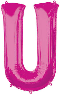 Folieballon Letter U 58 X 83 Cm Roze