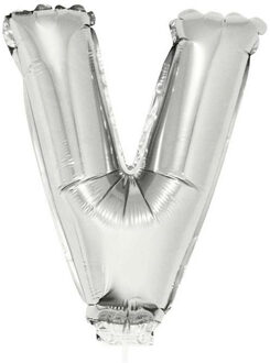 Folieballon letter V - 41 cm - zilver - feestdecoratie - versiering