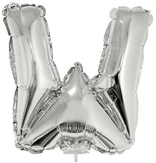 Folieballon letter W - 41 cm - zilver - feestdecoratie - versiering