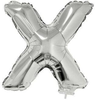 Folieballon letter X - 41 cm - zilver - feestdecoratie - versiering