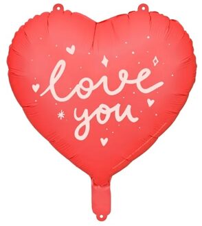 Folieballon 'Love You' Hart (45cm) Rood - Zalm