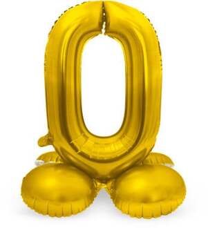 Folieballon Met Standaard Cijfer 0 Goudkleurig - 72 Cm