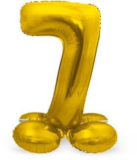 Folieballon Met Standaard Cijfer 7 Goudkleurig - 72 Cm
