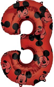 Folieballon Mickey Mouse 3 Jaar Junior 43 X 66 Cm Rood