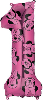 Folieballon Minnie Mouse 1 Jaar Junior 27 X 66 Cm Roze