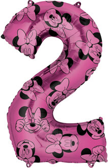 Folieballon Minnie Mouse 2 Jaar Junior 43 X 66 Cm Roze