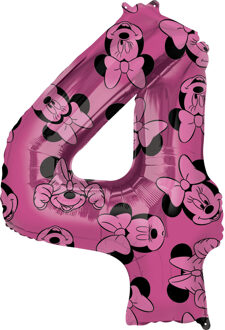 Folieballon Minnie Mouse 4 Jaar Junior 45 X 66 Cm Roze