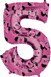 Folieballon Minnie Mouse 5 Jaar Junior 45 X 66 Cm Roze Multikleur