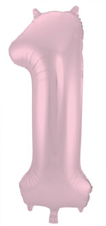 Folieballon Pastel Roze Metallic Mat Cijfer 1 - 86 cm