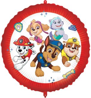 Folieballon Paw Patrol Rond (46cm) Rood - Zalm, Wit - Transparant, Multikleur - Print