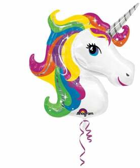 Folieballon Rainbow Unicorn 83 X 73 Cm Wit/multicolor