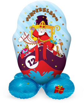 Folieballon Sinterklaas Op Standaard Rood - Zalm, Paars - Lila, Blauw, Multikleur - Print