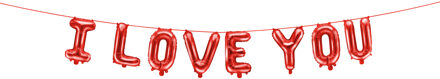 Folieballon Slinger 'I Love You' Rood - Zalm