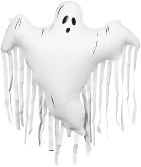 Folieballon Spook met tassels - 93 x 86 cm Wit - Transparant