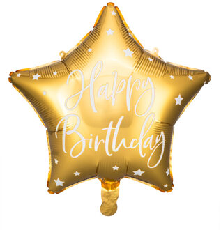 Folieballon Ster Goud 'Happy Birthday' Goud - Brons