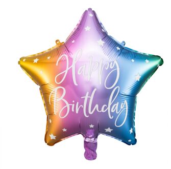 Folieballon Ster Rainbow 'Happy Birthday' (40cm) Multikleur - Print