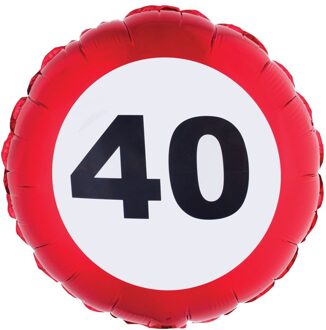Folieballon verkeersbord 40 jaar Rood - Zalm, Wit - Transparant