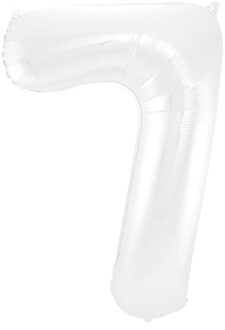 Folieballon Wit Metallic Mat Cijfer 7 (86cm) Wit - Transparant