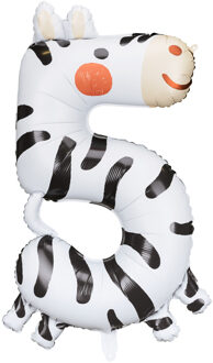 Folieballon Zebra Cijfer 5 (81cm) Multikleur - Print