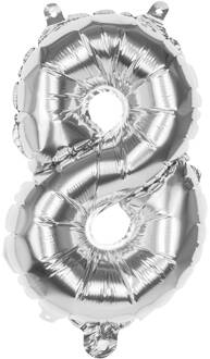 Folieballon zilver cijfer '8' 36cm Zilver - Grijs