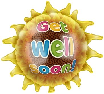 Folieballon Zonnebloem 'Get Well Soon' (65cm) Multikleur - Print