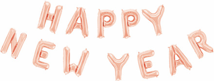 Folieballonnen Happy New Year Rose Goud (41cm) Goud - Brons