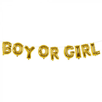 Folieballonslinger Gender Reveal 'Boy Or Girl' (4m) Goud - Brons