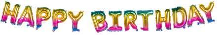 Folieballonslinger 'HAPPY BIRTHDAY' Metallic Regenboog (8m) Multikleur - Print