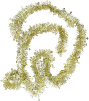 Folieslinger - goud - folie - 8 cm x 2 m - kerstboom decoratie/kerstslinger - Kerstslingers Goudkleurig