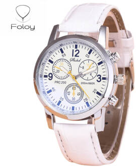 Foloy Mannen Horloge Часы Мужские Business Sport Mode Cijfers Faux Leather Analoge Quartz Gentleman Horloges Armband Klok Ivoor