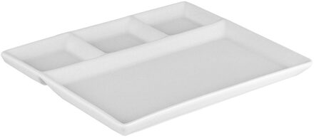 Fondue/gourmet/bbq bord - wit - 26 x 20 cm - 4 vakken - porselein - dinerborden