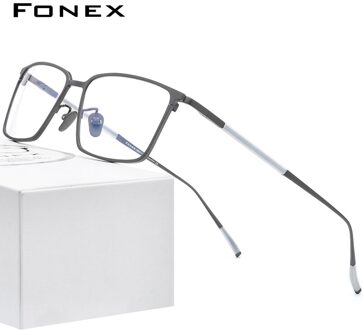 FONEX Pure Titanium Brilmontuur Mannen Vierkante Eyewear Mannelijke Klassieke Optische Bijziendheid Prescription Brillen Frames 8535 grijs